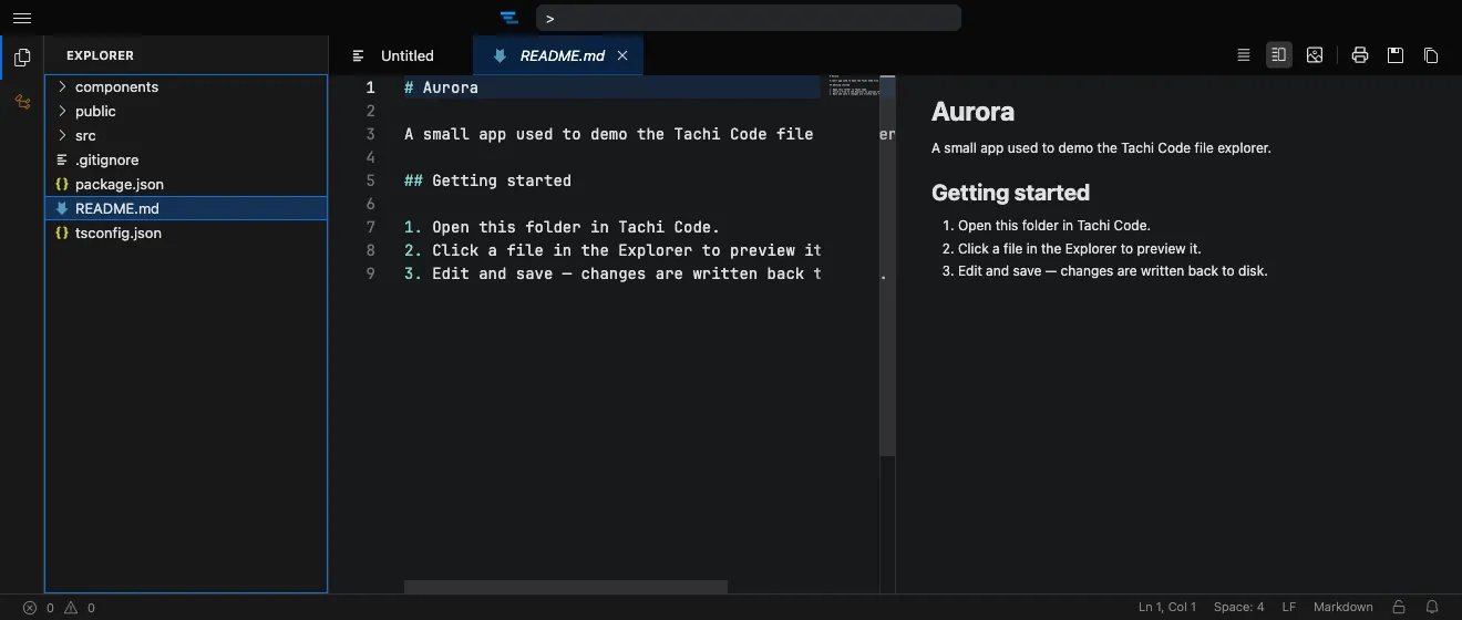 The File Explorer showing a project's file tree in the sidebar