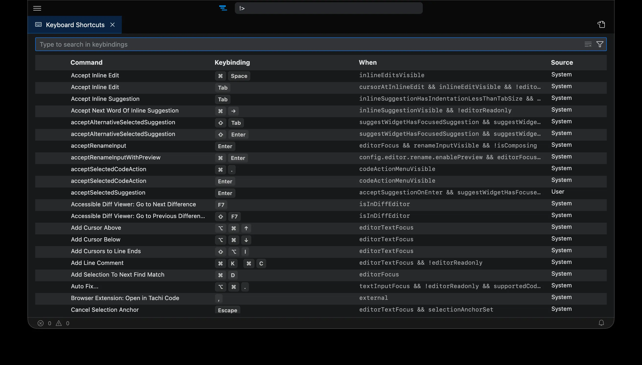 Keyboard Shortcut Editor