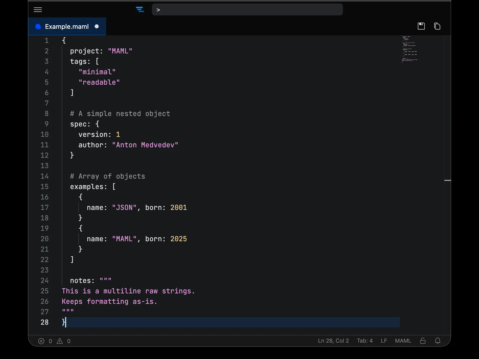 MAML Syntax Highlighting
