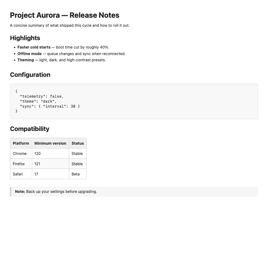 A Markdown document rendered as a print-ready page