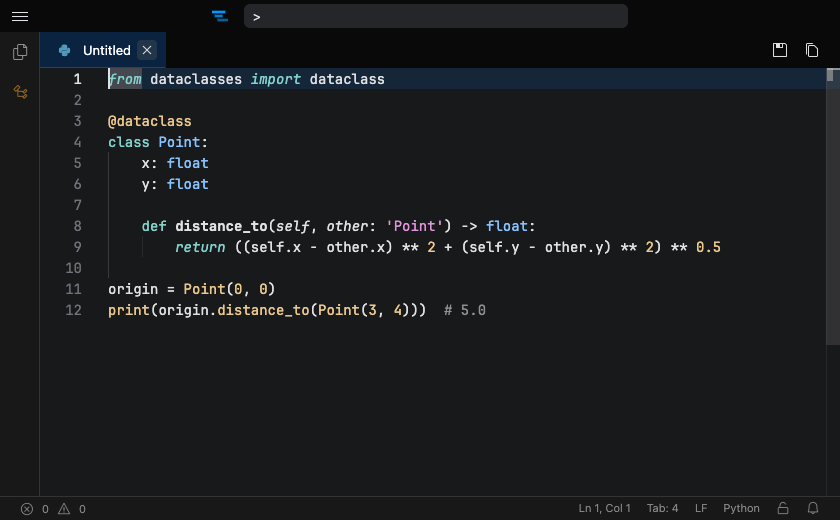 Python syntax highlighting in Tachi Code